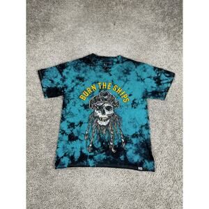 Relentless Betrayal Shirt Mens M Green Black Burn The Ships Pirate Skull Tie Dye
